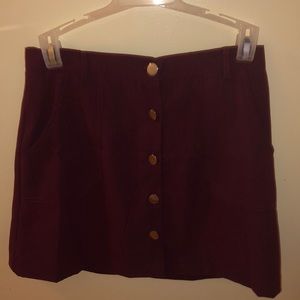 button up burgundy skirt
